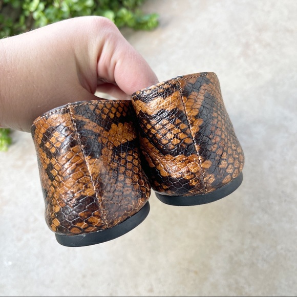 Vince Snakeskin Leather Square Toe Ballet Flats - Picture 4 of 6